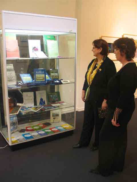 Nominated for the Prime Minister's Award, Clare Gervasoni & Dorothy Wickham look at the display of their books published by the boutique BHS Publishing Company.